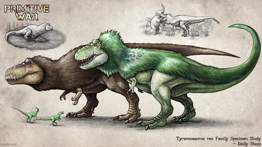 Primitive War: The Tyrannosaurus Family (Art by EmilyStepp) | made w/ Imgflip meme maker