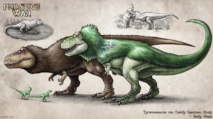 Primitive War: The Tyrannosaurus Family (Art by EmilyStepp) | made w/ Imgflip meme maker