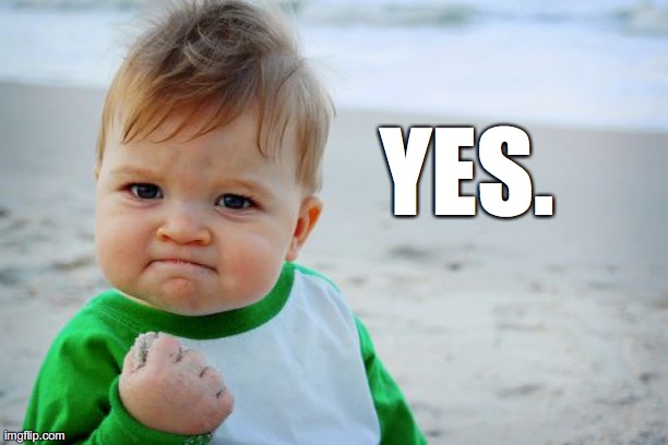 Success Kid Original Meme | YES. | image tagged in memes,success kid original | made w/ Imgflip meme maker