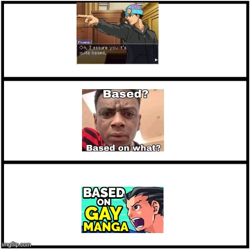 Blank Comic Panel 1x3 | image tagged in blank comic panel 1x3,ace attorney | made w/ Imgflip meme maker