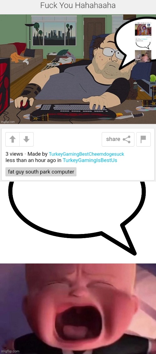 Cry about it, turkey gaming | image tagged in boss baby,cry about it | made w/ Imgflip meme maker