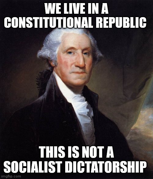 George Washington Meme | WE LIVE IN A CONSTITUTIONAL REPUBLIC; THIS IS NOT A SOCIALIST DICTATORSHIP | image tagged in memes,george washington | made w/ Imgflip meme maker