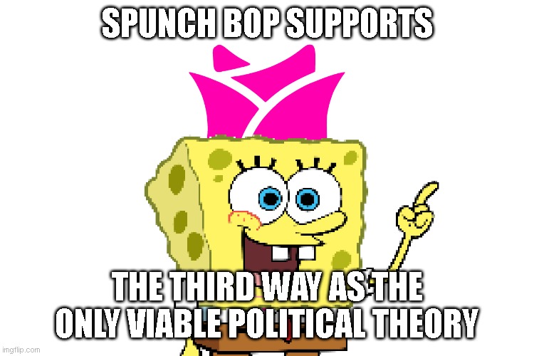 Third Way Rocks | SPUNCH BOP SUPPORTS; THE THIRD WAY AS THE ONLY VIABLE POLITICAL THEORY | image tagged in third way,politics | made w/ Imgflip meme maker