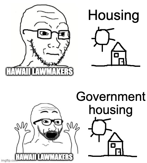 Thing; Thing, Government | Housing; HAWAII LAWMAKERS; Government housing; HAWAII LAWMAKERS | image tagged in wojack japan | made w/ Imgflip meme maker