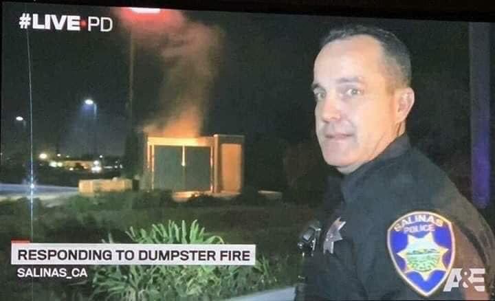 High Quality Dumpster fire cop Blank Meme Template