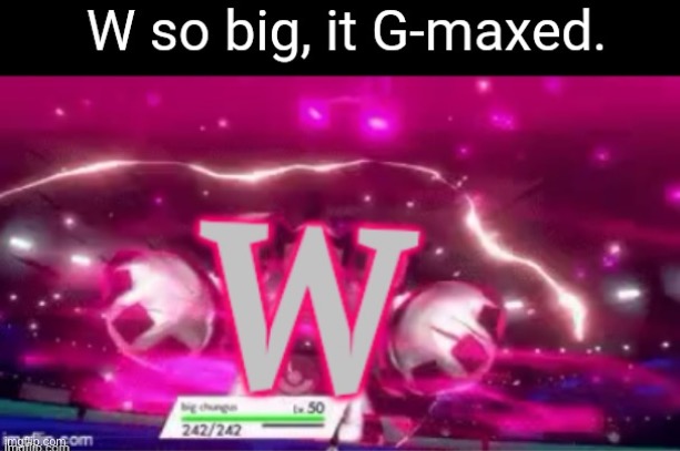 image tagged in w so big it gmaxed | made w/ Imgflip meme maker