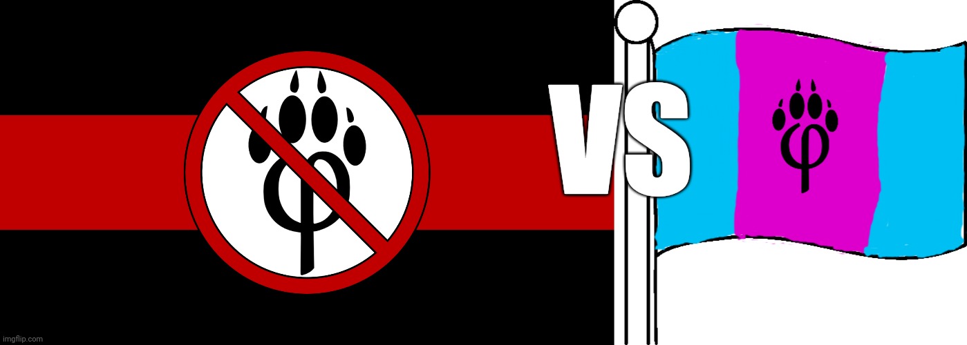 This war will go on for a long time | VS | image tagged in anti furry flag,furry flag | made w/ Imgflip meme maker