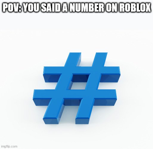############ | POV: YOU SAID A NUMBER ON ROBLOX | image tagged in hashtag,hashtags,roblox,roblox meme,number,tags | made w/ Imgflip meme maker