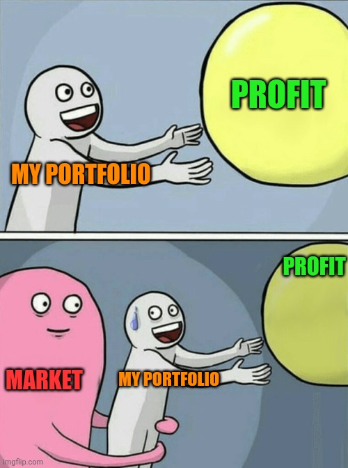 The market and profit | PROFIT; MY PORTFOLIO; PROFIT; MARKET; MY PORTFOLIO | image tagged in memes,hive,cryptocurrency,funny,dump,crypto | made w/ Imgflip meme maker