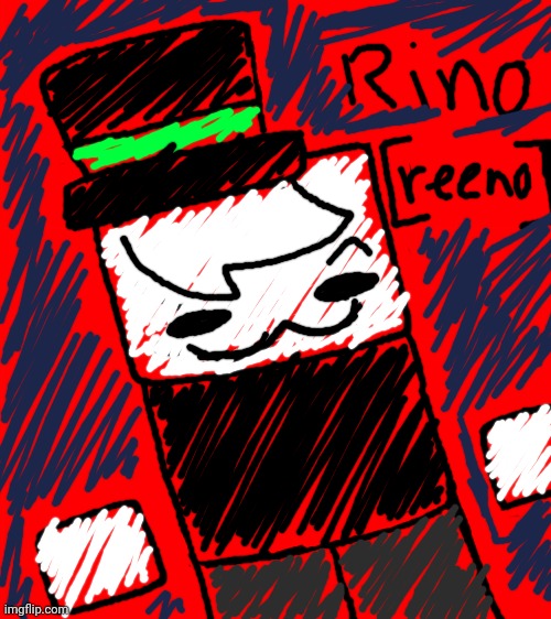 Rino! [I colored the drawing like this on purpose] | image tagged in bigass red blank template,idk,stuff,s o u p,carck | made w/ Imgflip meme maker