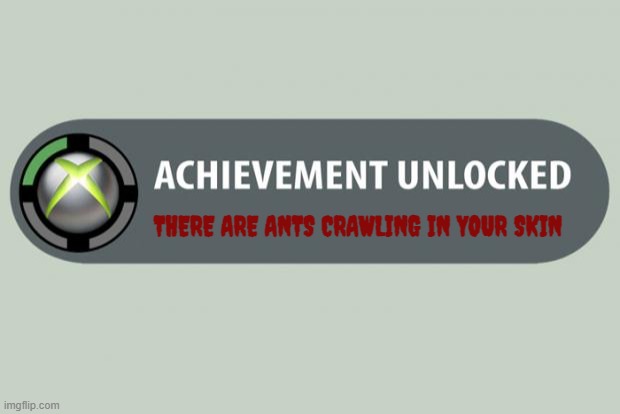 achievement unlocked | THERE ARE ANTS CRAWLING IN YOUR SKIN | image tagged in achievement unlocked | made w/ Imgflip meme maker