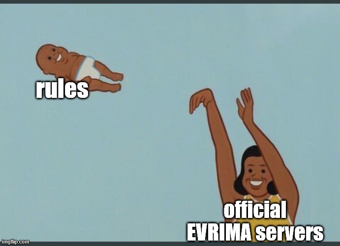 EVRIMA | rules; official EVRIMA servers | image tagged in baby yeet,the isle,dinosaurs,gaming,horror | made w/ Imgflip meme maker