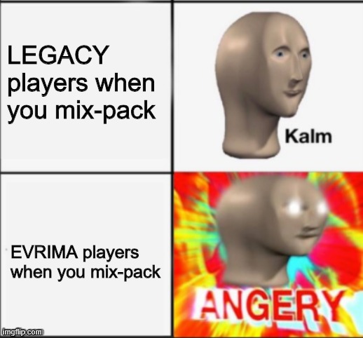 The Isle | LEGACY players when you mix-pack; EVRIMA players when you mix-pack | image tagged in kalm angery,the isle,dinosaurs,gaming,horror | made w/ Imgflip meme maker