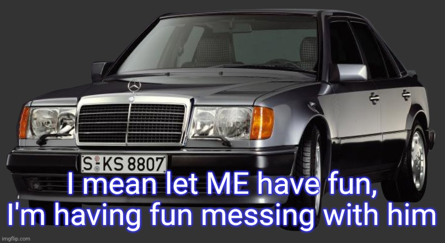 mercedes e class 1993 | I mean let ME have fun, I'm having fun messing with him | image tagged in mercedes e class 1993 | made w/ Imgflip meme maker