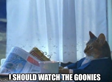 I Should Buy A Boat Cat Meme | I SHOULD WATCH THE GOONIES | image tagged in memes,i should buy a boat cat,AdviceAnimals | made w/ Imgflip meme maker