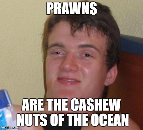 10 Guy | PRAWNS ARE THE CASHEW NUTS OF THE OCEAN | image tagged in memes,10 guy | made w/ Imgflip meme maker