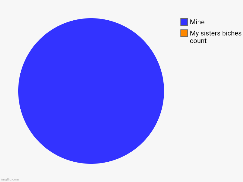 My sisters biches count, Mine | image tagged in charts,pie charts | made w/ Imgflip chart maker