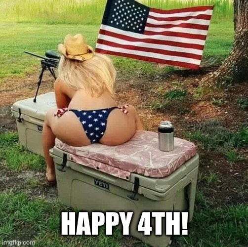 Sexy Bikini shooting rifle US flag | HAPPY 4TH! | image tagged in sexy bikini shooting rifle us flag | made w/ Imgflip meme maker