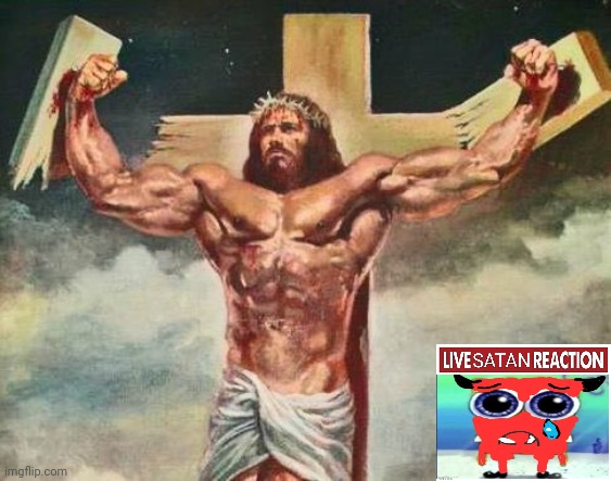 image tagged in sad spongebob,satan,jesus,reaction | made w/ Imgflip meme maker
