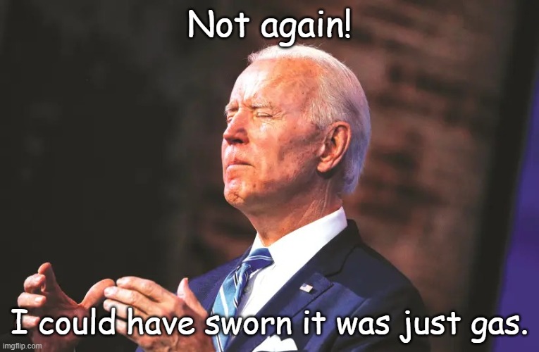Biden Squeeze | Not again! I could have sworn it was just gas. | image tagged in biden squeeze | made w/ Imgflip meme maker