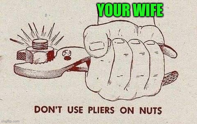 YOUR WIFE | image tagged in pliers | made w/ Imgflip meme maker