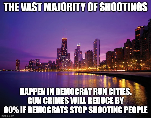 Chicago like cities | THE VAST MAJORITY OF SHOOTINGS; HAPPEN IN DEMOCRAT RUN CITIES.
GUN CRIMES WILL REDUCE BY 90% IF DEMOCRATS STOP SHOOTING PEOPLE | image tagged in shooting,mass shooting,mass shootings,death,gun laws,2nd amendment | made w/ Imgflip meme maker
