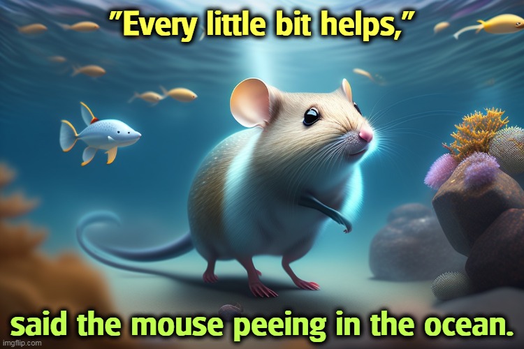 "Every little bit helps,"; said the mouse peeing in the ocean. | image tagged in mouse,ocean | made w/ Imgflip meme maker