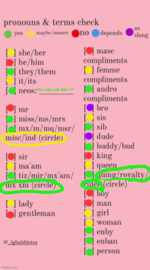 How to refer to me! | You can use any! ^.^ | image tagged in pronouns sheet | made w/ Imgflip meme maker