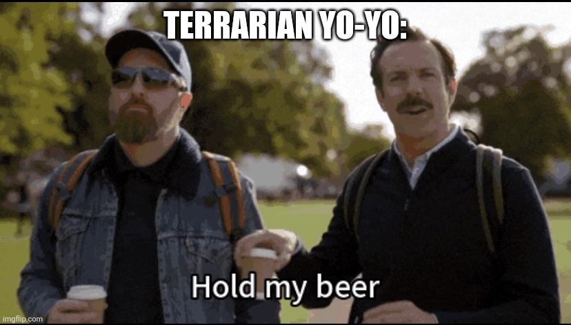 Hold my beer | TERRARIAN YO-YO: | image tagged in hold my beer | made w/ Imgflip meme maker