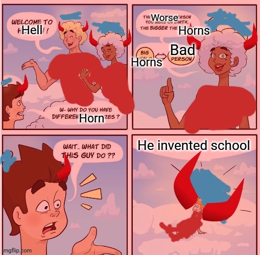 Horn Sizes | He invented school | image tagged in horn sizes | made w/ Imgflip meme maker