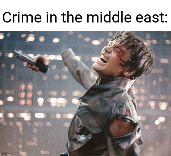 Luke Skywalker losing his right hand | Crime in the middle east: | image tagged in luke skywalker losing his right hand | made w/ Imgflip meme maker
