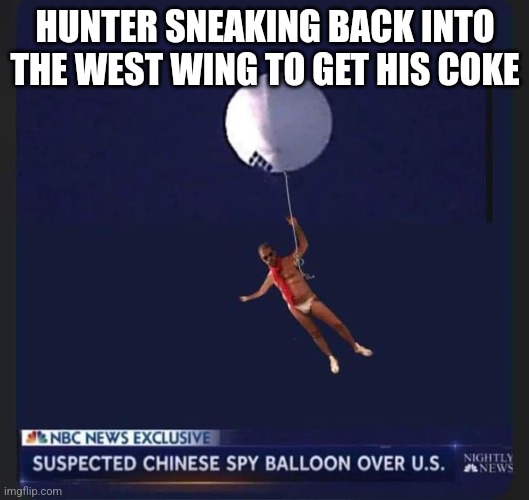 Trash family | HUNTER SNEAKING BACK INTO THE WEST WING TO GET HIS COKE | image tagged in hunter biden china balloon,hunter,hunter biden,joe biden,cocaine,america | made w/ Imgflip meme maker