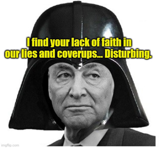 Darth Schumer | I find your lack of faith in our lies and coverups... Disturbing. | image tagged in darth schumer | made w/ Imgflip meme maker