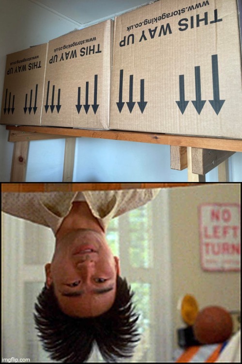This way upside down | image tagged in long duck dong upside down,you had one job,box,boxes,upside down,memes | made w/ Imgflip meme maker