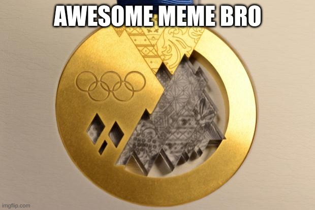 gold medal | AWESOME MEME BRO | image tagged in gold medal | made w/ Imgflip meme maker