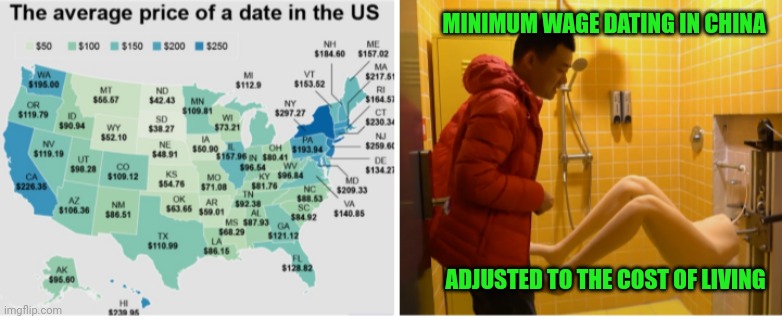 Minimum Wage Date | MINIMUM WAGE DATING IN CHINA; ADJUSTED TO THE COST OF LIVING | image tagged in funny memes | made w/ Imgflip meme maker