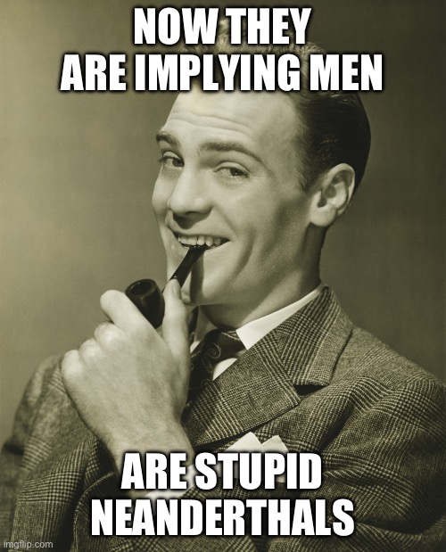 Bud lights latest commercial | NOW THEY ARE IMPLYING MEN ARE STUPID NEANDERTHALS | image tagged in smug | made w/ Imgflip meme maker