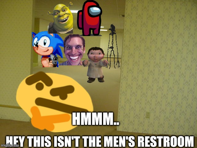 Woops I'm not in the right oplace | HMMM.. HEY THIS ISN'T THE MEN'S RESTROOM | image tagged in the backrooms | made w/ Imgflip meme maker