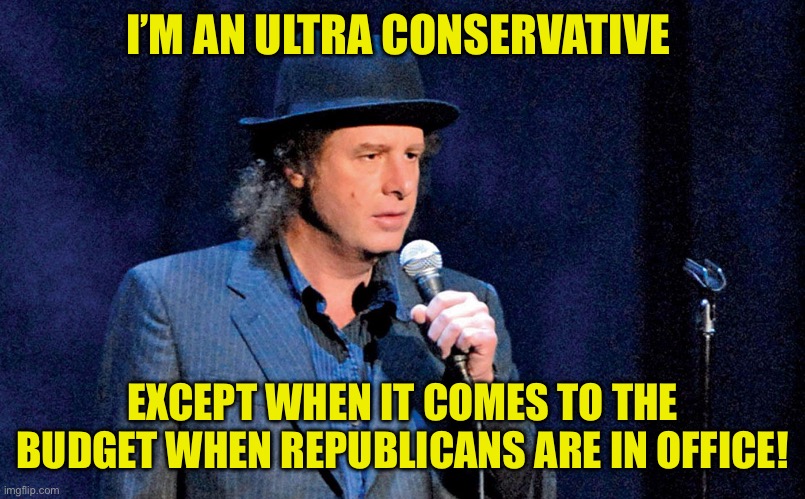Steven Wright | I’M AN ULTRA CONSERVATIVE EXCEPT WHEN IT COMES TO THE BUDGET WHEN REPUBLICANS ARE IN OFFICE! | image tagged in steven wright | made w/ Imgflip meme maker