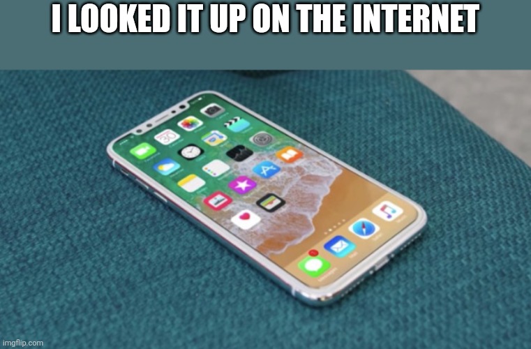 Iphone 8 | I LOOKED IT UP ON THE INTERNET | image tagged in iphone 8 | made w/ Imgflip meme maker