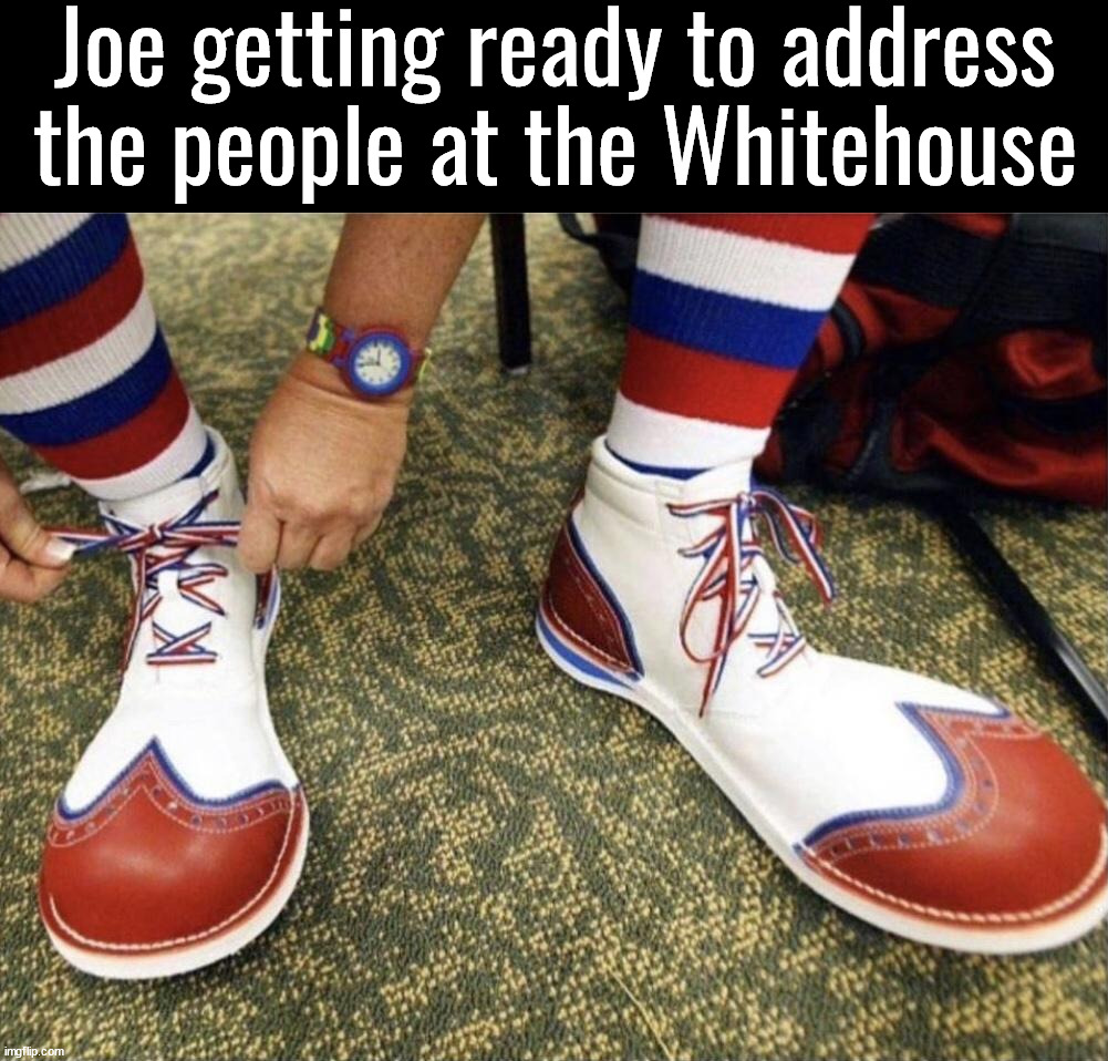 No offense to clowns, but it is a clown show... | Joe getting ready to address the people at the Whitehouse | image tagged in politics,clown | made w/ Imgflip meme maker
