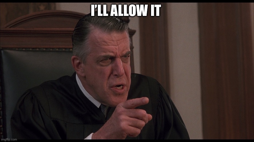 My Cousin Vinny judge | I’LL ALLOW IT | image tagged in my cousin vinny judge | made w/ Imgflip meme maker