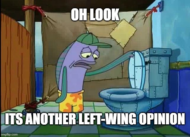 oh thats a toilet spongebob fish | OH LOOK; ITS ANOTHER LEFT-WING OPINION | image tagged in oh thats a toilet spongebob fish | made w/ Imgflip meme maker