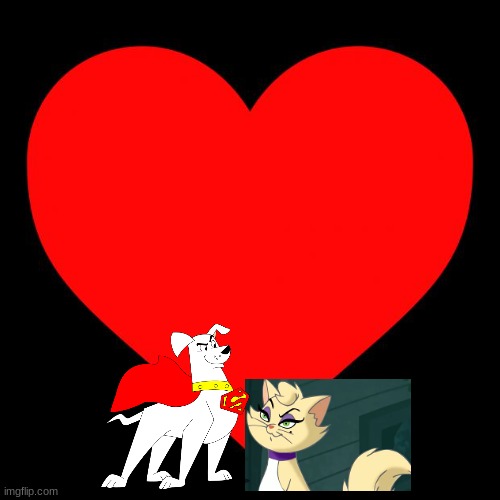 krypto x delilah | image tagged in heart,cats,dogs,romance | made w/ Imgflip meme maker