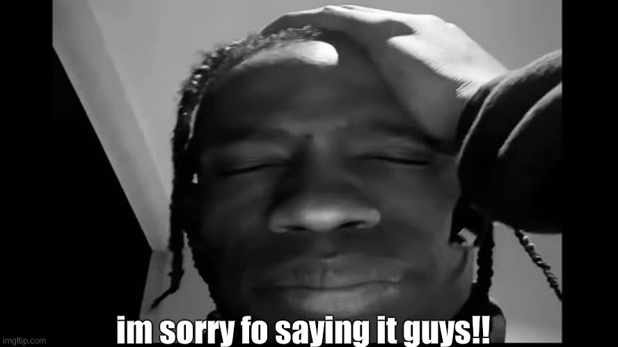 IMSORRY | im sorry fo saying it guys!! | image tagged in travis scott im sorry | made w/ Imgflip meme maker