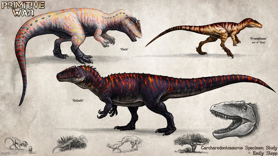 Primitive War's Carcharodontosaurus (Art by EmilyStepp) | made w/ Imgflip meme maker