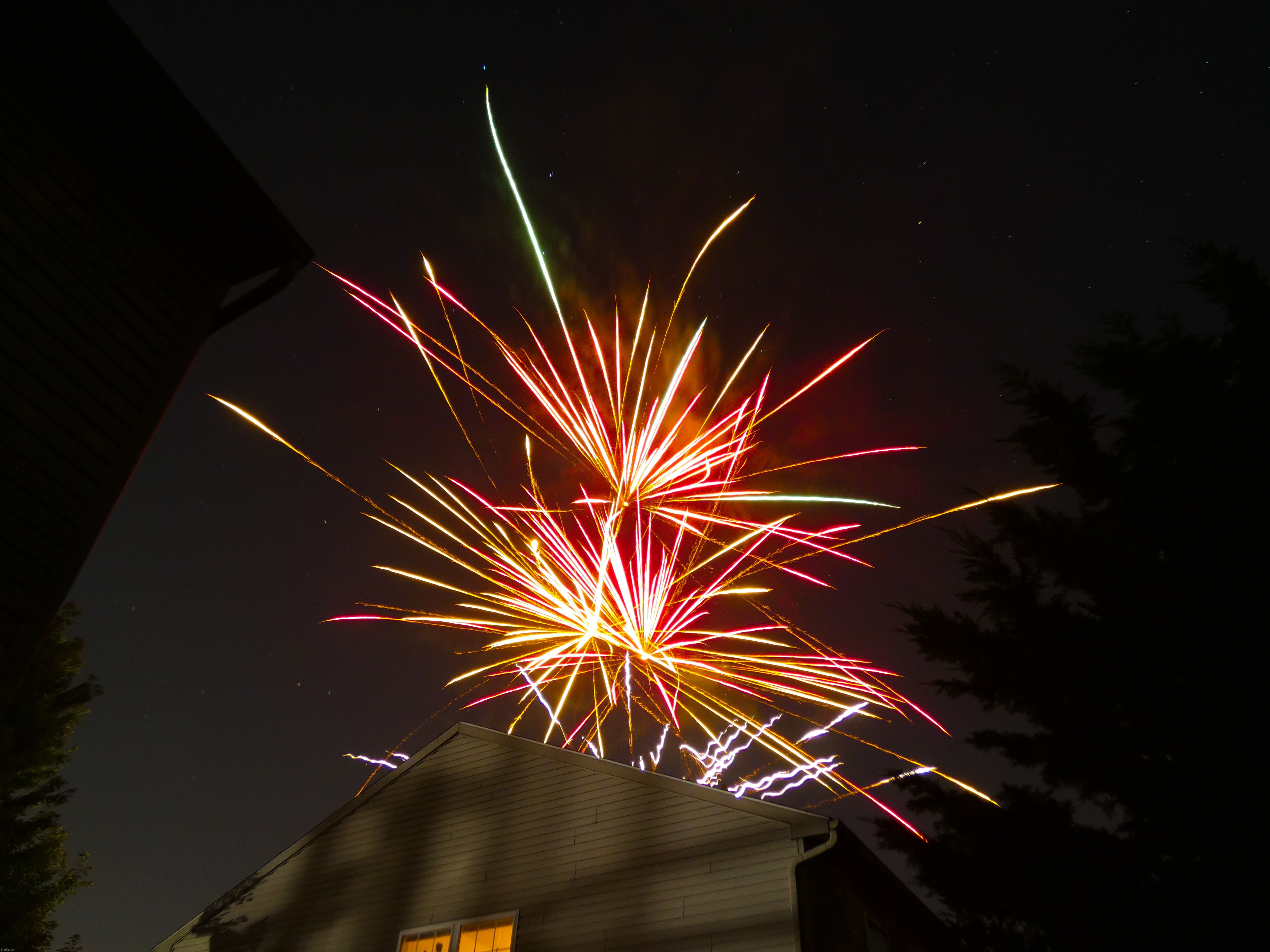 I got this insane long exposure capture of some of the fireworks in my neighborhood last night! | image tagged in share your own photos | made w/ Imgflip meme maker