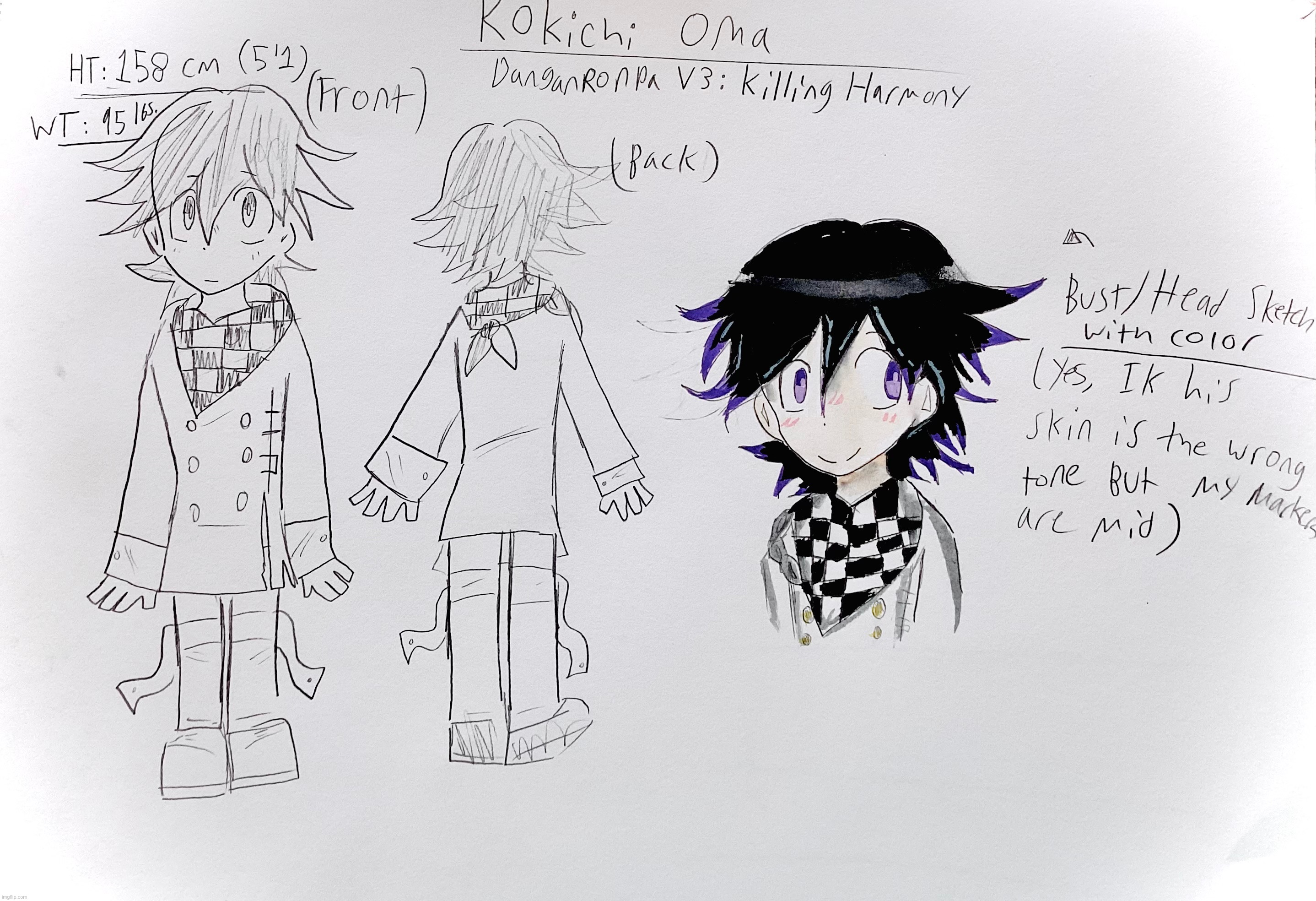 Some late-night sketches I made of best boy Kokichi Oma :D WHERE HAVE WATERCOLORS BEEN ALL MY LIFE?? | made w/ Imgflip meme maker