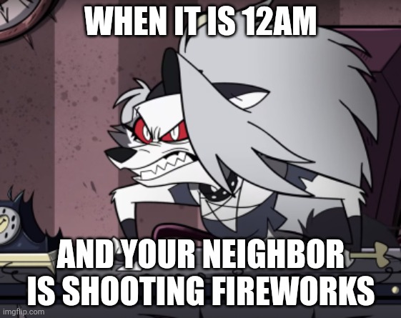 The Bad Part Of The 4th | WHEN IT IS 12AM; AND YOUR NEIGHBOR IS SHOOTING FIREWORKS | image tagged in mad loona,4th of july | made w/ Imgflip meme maker