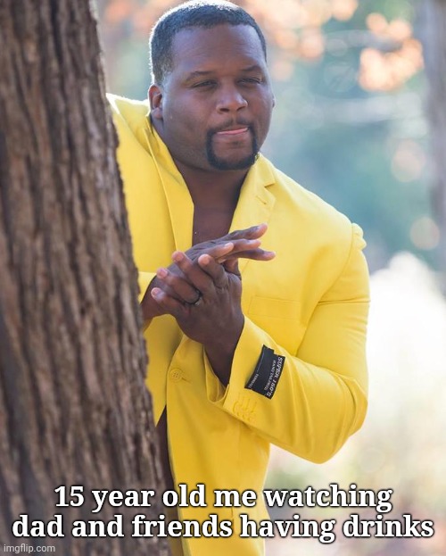 Drinks and fun | 15 year old me watching dad and friends having drinks | image tagged in anthony adams rubbing hands,drinks,party,family | made w/ Imgflip meme maker